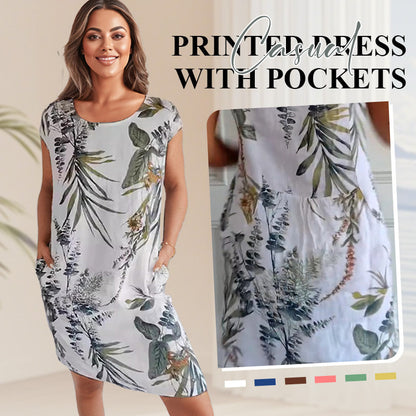 👗 Ofertă de Vară 🌸 Rochie Casual cu Imprimat și Buzunare