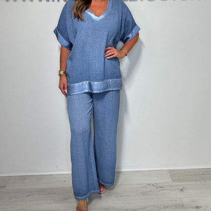 Set 2 Piese din Bumbac și In pentru Femei 💗👖