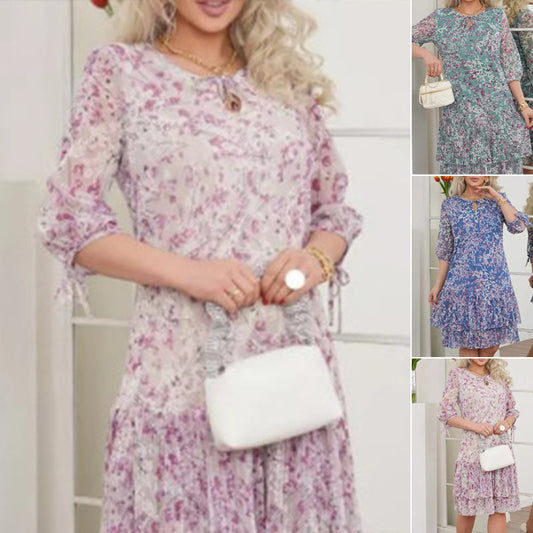 🌸Rochie florală cu mânecă scurtă