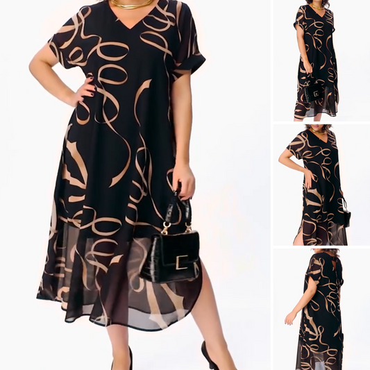 👗 Rochie fluidă cu decolteu în V și lungime medie