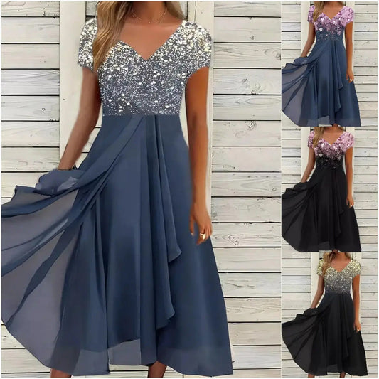 🔥Rochie de vară V-Neck imprimată Patchwork pentru femei