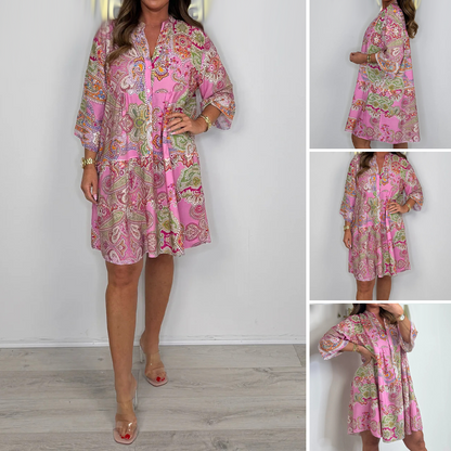 Rochie mini roz cu imprimeu Paisley pentru femei