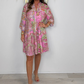 Rochie mini roz cu imprimeu Paisley pentru femei