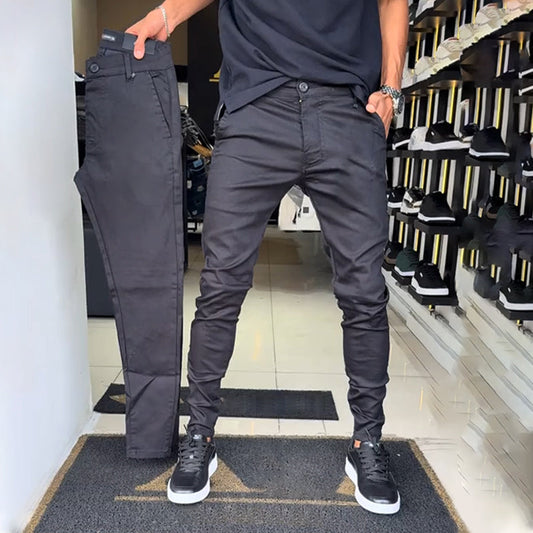 💯Férfi slim fit, egyszínű, alkalmi nadrág